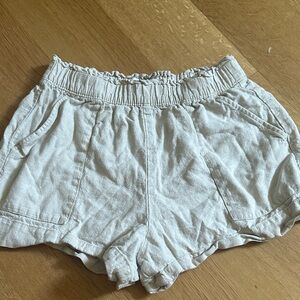 Abercrombie & Fitch High Waist Cream Shorts linen blend